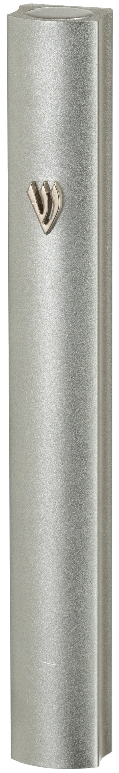 Aluminum Mezuzah With Metal Shin 12 Cm- Silver