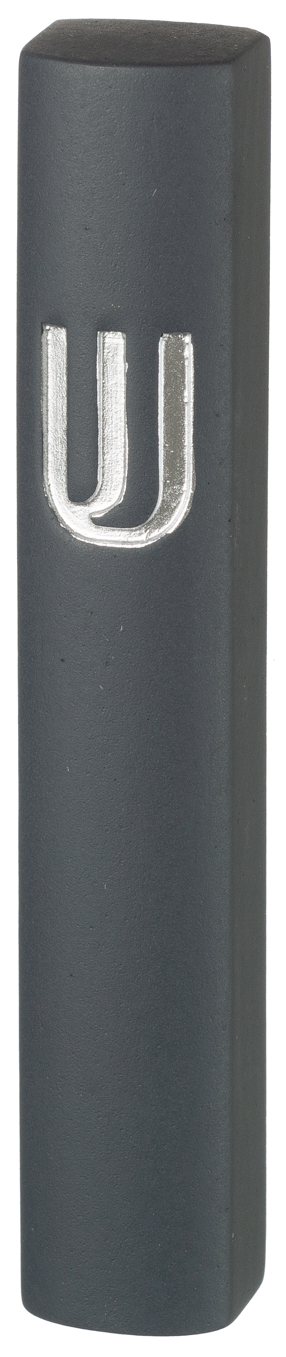 Dark GrayPolyresin Mezuzah with Silvered SHIN - 12 cm,