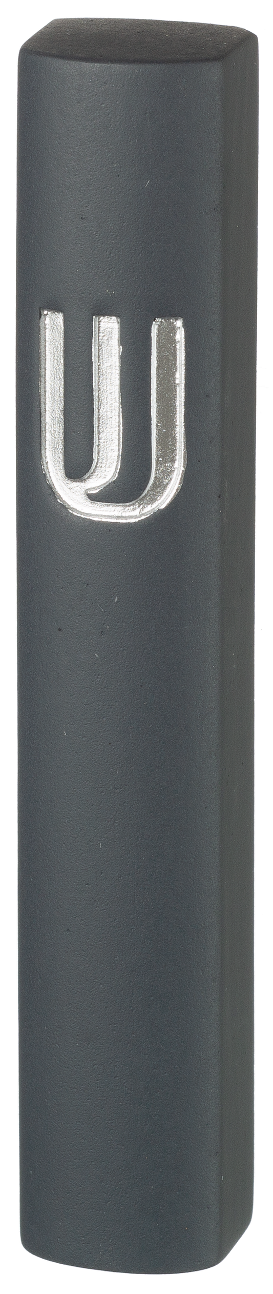 Dark Gray Polyresin Mezuzah with Silvered SHIN - 15 cm,