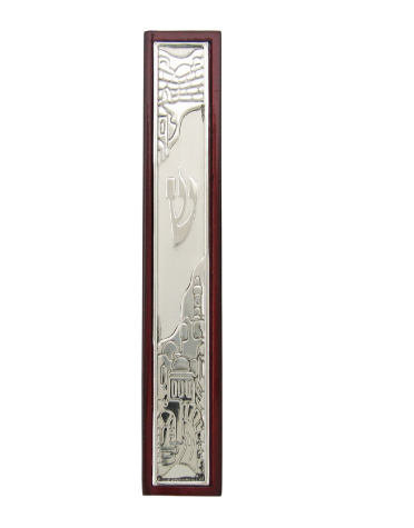 Wood Mezuzah ''View''  Mahogany Frame  12 cm