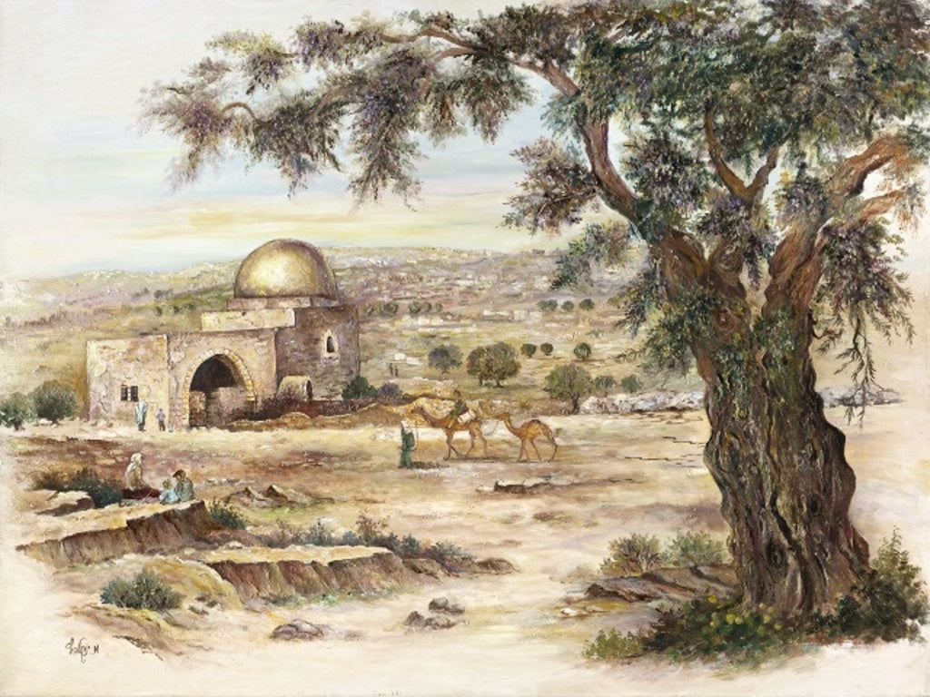 Sukkah Mural Decoration X Large Fabric' Kever Rachel ' print 4’7”X 10’