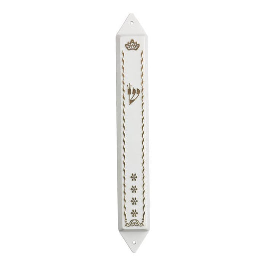 Plastic Mezuzah Case White Stars 12 Cm