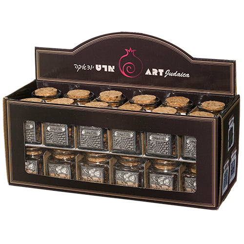 Glass Besamim Holder With Silver Plaque, Assorted Designs 6 Cm