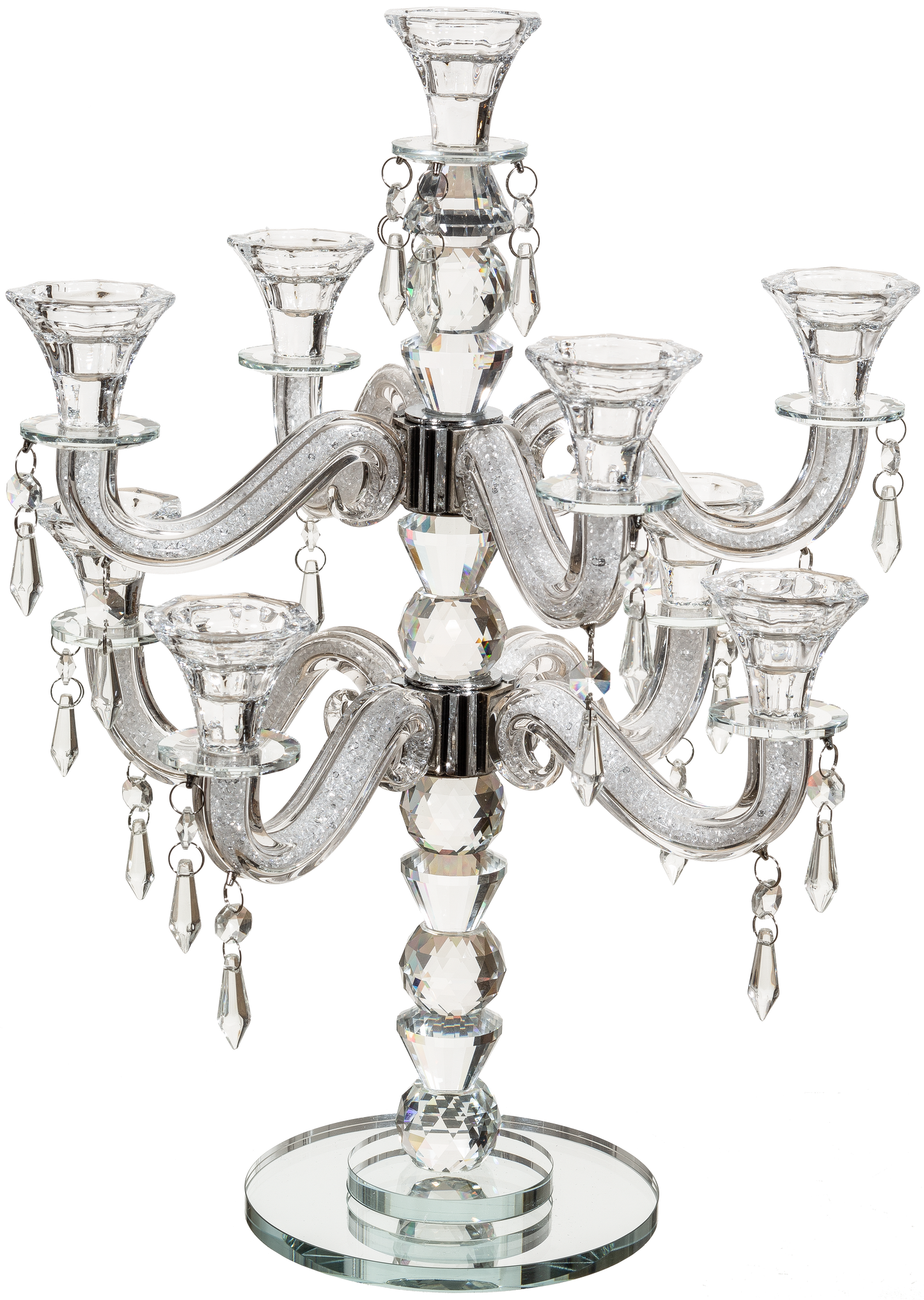 Crystal 9 Branch Candlesticks 24"