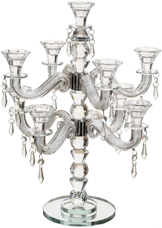 Crystal 9 Branch Candlesticks 24"