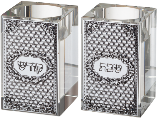 Crystal Candlesticks 8 Cm With Metal Plaque- Kotel