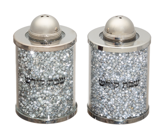 Crystal Salt & Pepper Set 2" With Silver Stones