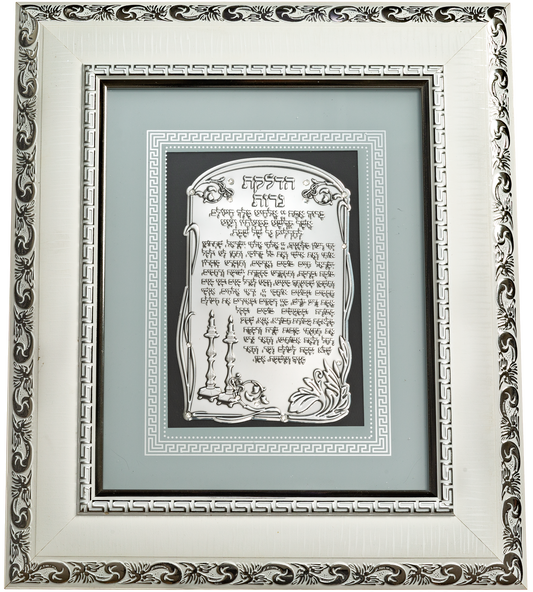 White Framed Candle Lighting Blessing With Stones 10.5X13"