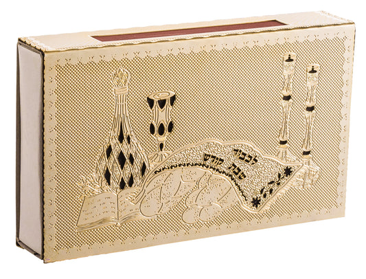 Match Box 24 k gold p Shabbat  Table By Jerusalem Impressions  4 1/4 x3.5"