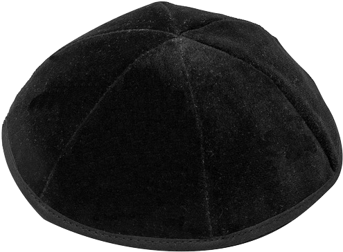 4 Part Black Yarmulke With Rim Size 4