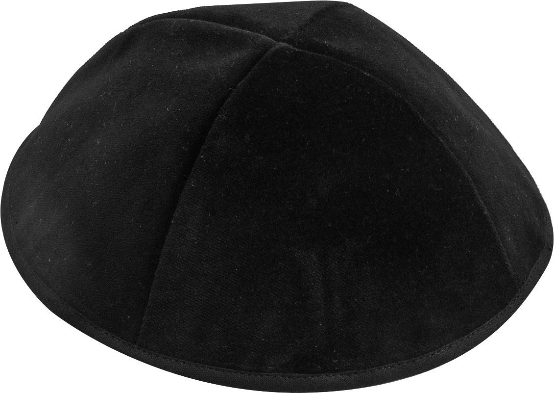 4 Part Black Yarmulke With Rim Israeli WASHABLE Size 8