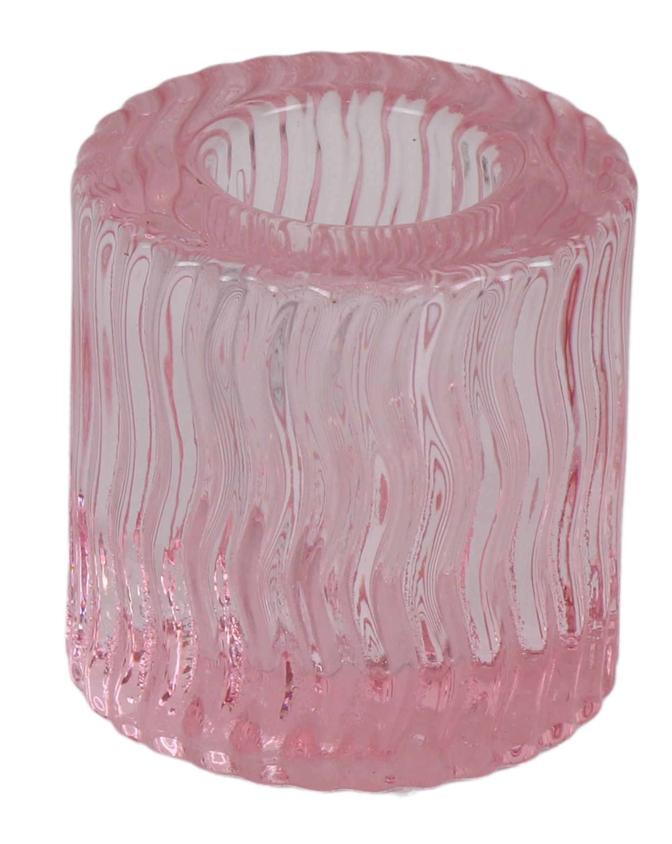 Pink Wavy Crystal Candlestick 2"