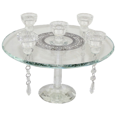 Crystal Round Candlesticks 19 Cm- 5 Light