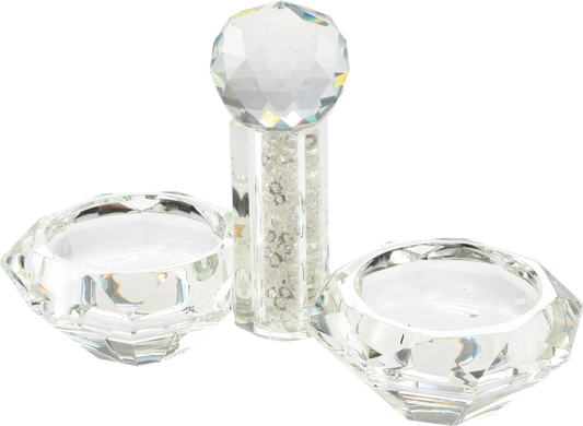 Crystal Salt Holder 4x5" With Glass Crystals