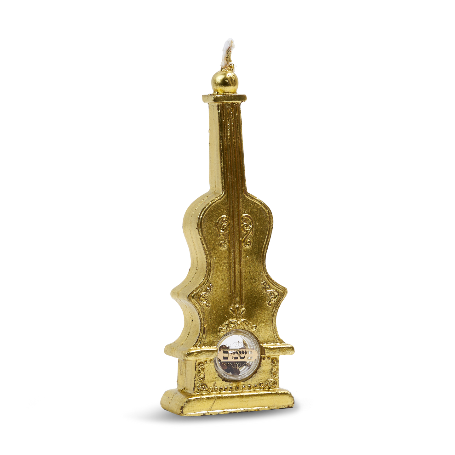 Mini Violin Havdalah Candle With Besomim Gold 1x2.5"w x 7 "h