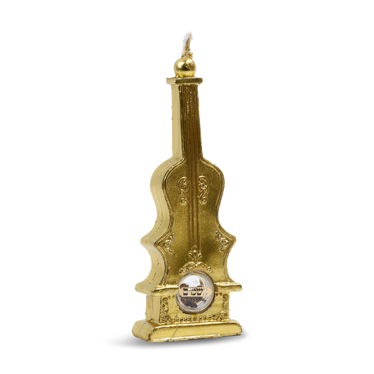 Mini Violin Havdalah Candle With Besomim Gold 1x2.5"w x 7 "h