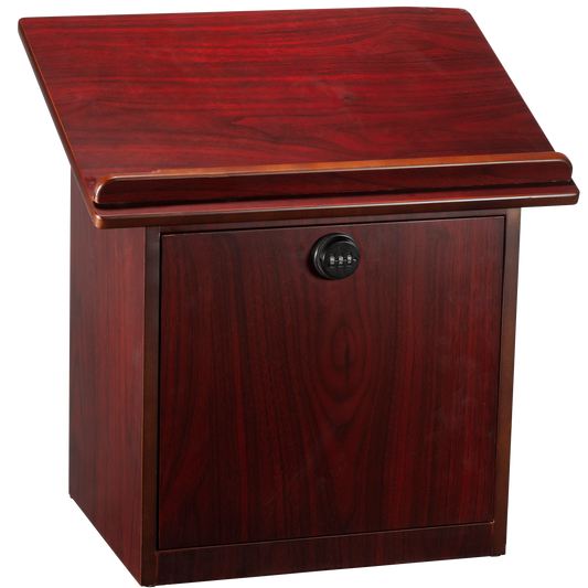 Mahogany 2 Tone Table Top Shtender With door & Combination lock 11.8 D x 15.75 W x 17" H