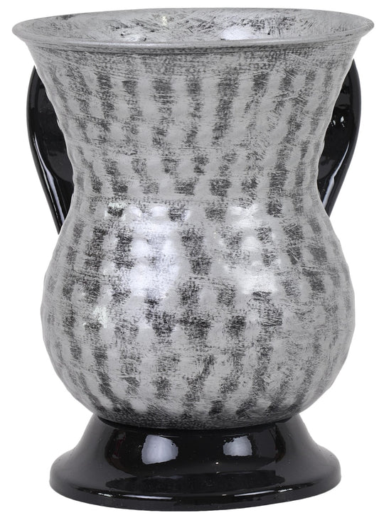 Washing Cup Stainless Steel Silver With Black Handles & Base`