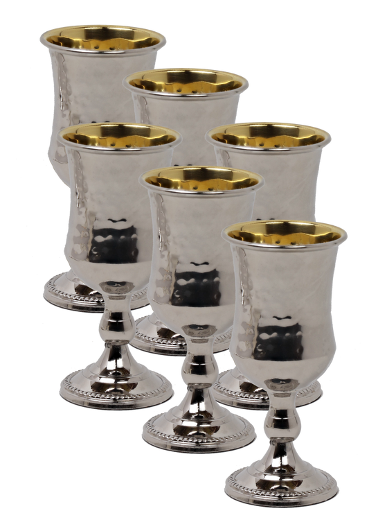 Set of 6 925 sc Silver Shot Glasses gold inside (65 ML 2.2 oz)
