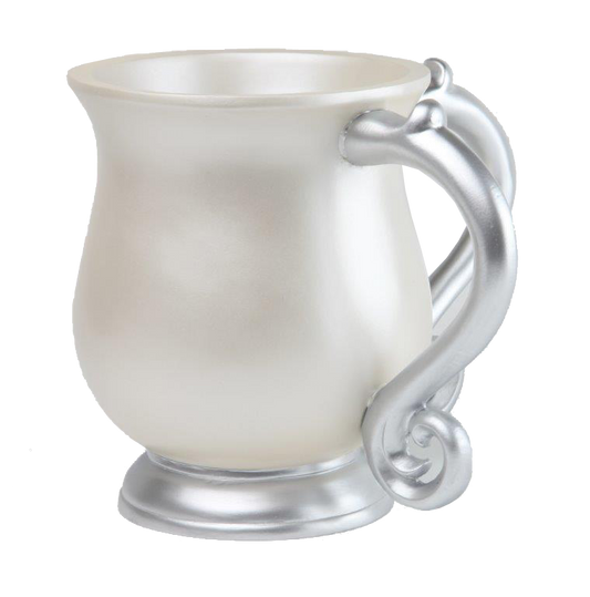 Polyresin Washing Cup White With Grey Handles