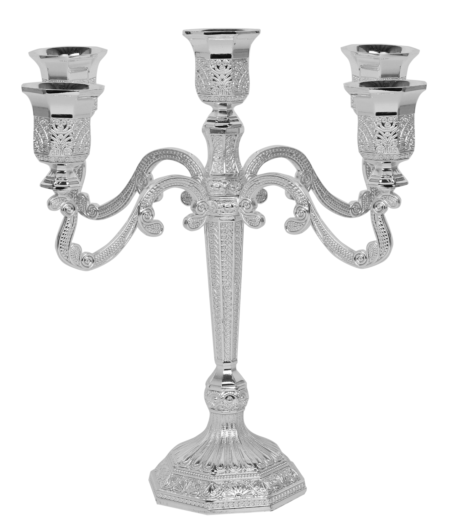 Candelabra 5 Light Silver plated Filigree 9 "