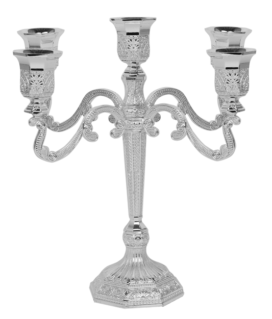 Candelabra 5 Light Silver plated Filigree 9 "