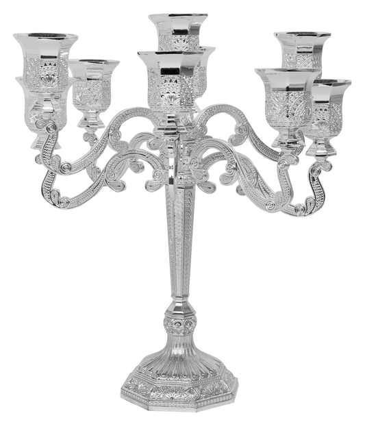 Candelabra 9 Light Silver plated Filigree 9 "