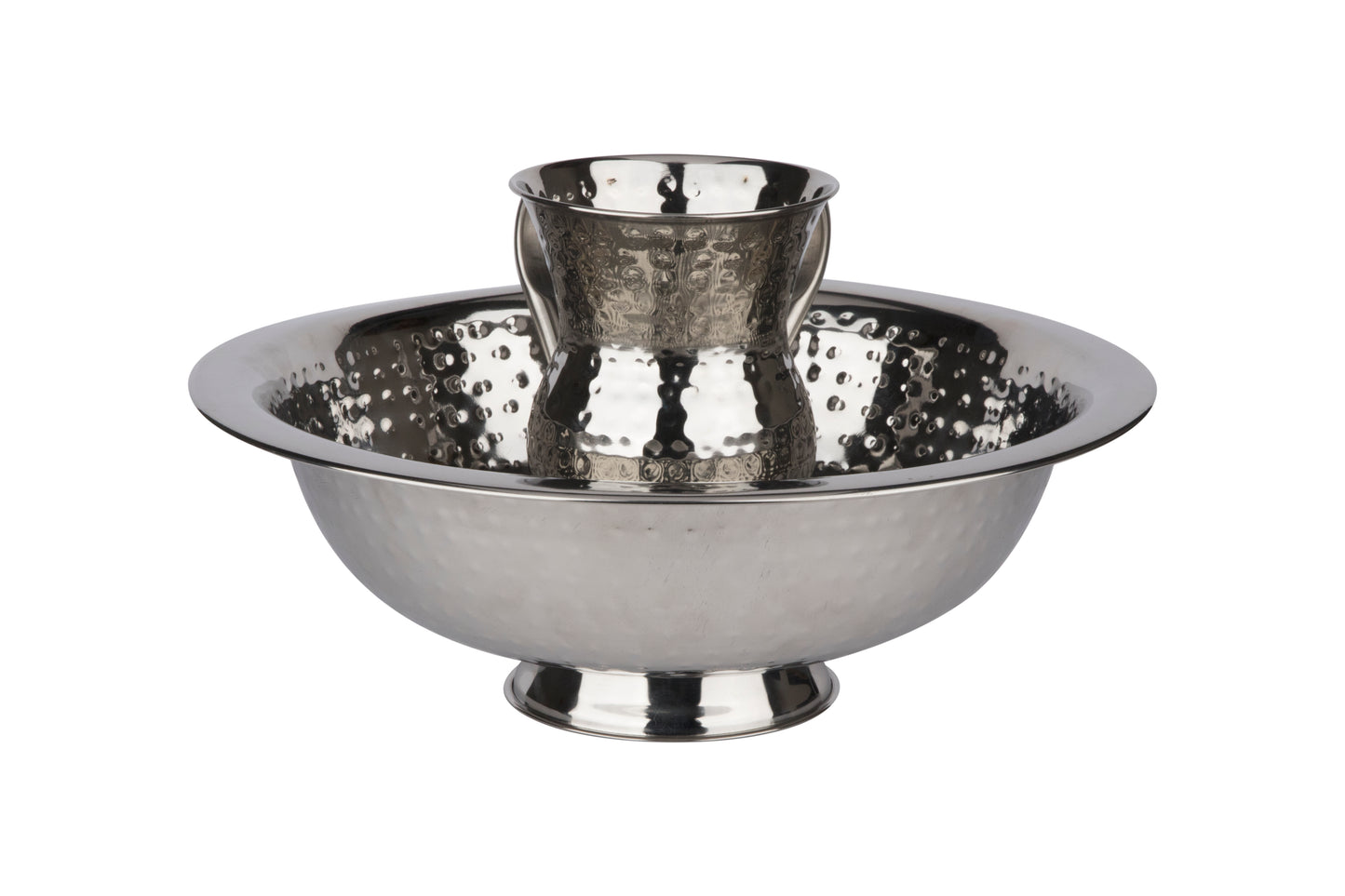 Washing cup and Bowl With Base Set Stainless Steel Hammered
