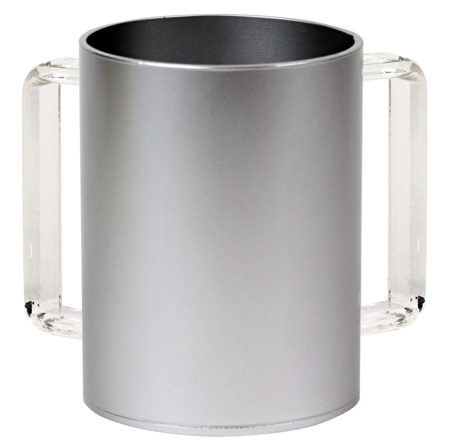 Acrylic Washing Cup Silver Clear Handles 5"