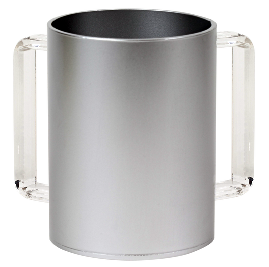 Acrylic Washing Cup Silver Clear Handles 5"