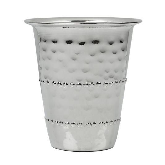 Kiddush Cup Stainless Steel Beaded Hammered 3"