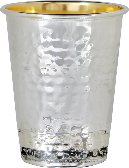 Kiddush Cup Hammered Design 925 Sterling Silver Coated 3" ( 140 ml 4.7 oz)