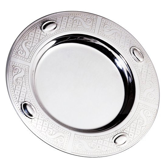 Kiddush Tray Eye Frame Design 925 Sterling Silver Coated 5"