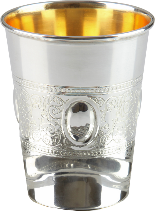 Kiddush Cup Eye Belt Design 925 Sterling Silver Coated. 3" ( 140 ml 4.7 oz)