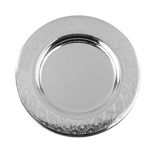 Kiddush Tray Diamond Design 925 Silver Coated 5"