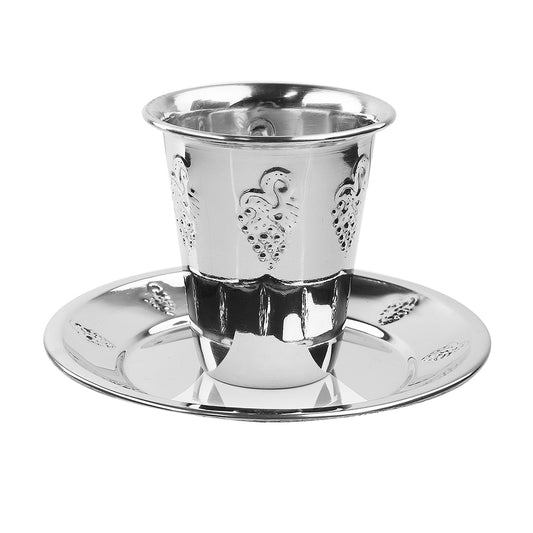 Kiddush Cup Set Stainless Steel Grape 3"