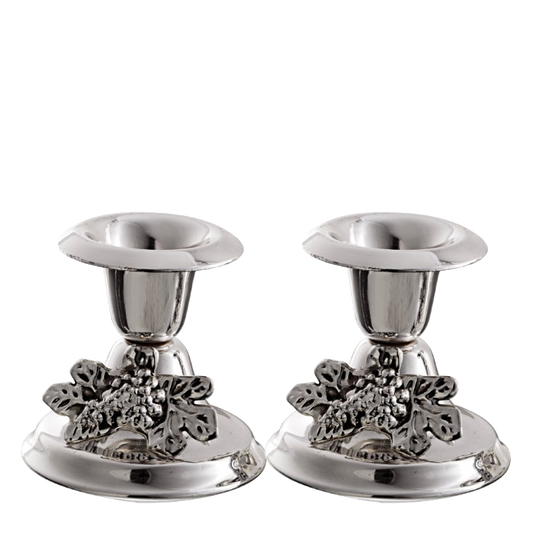 Silver Plated Mini Candle Stick Set Grapes 2.5 In