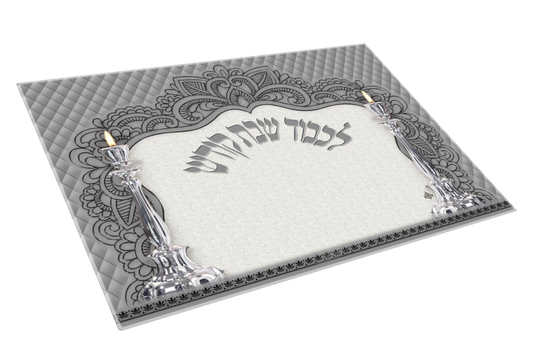 Glass Challah Board Silver 13.5" x 9.5"