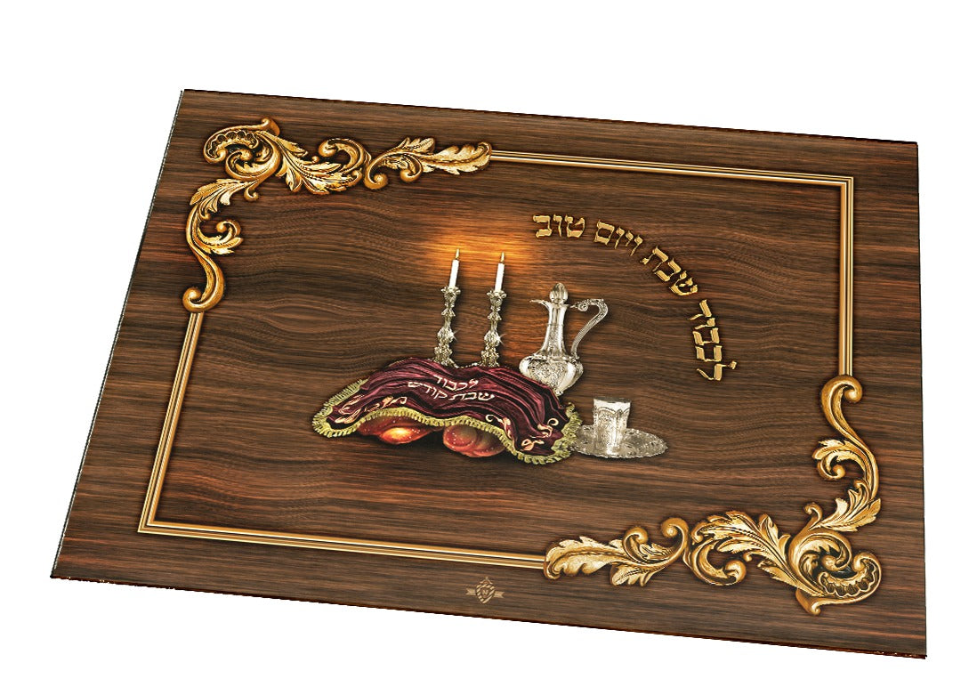 Challah Board Tempered Glass Gold & Silver Candlesticks Large 12 X 15.75 "(10 pc)