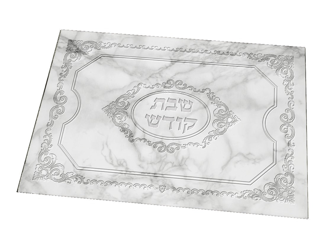 Challah Board Tempered Glass Silver Marble Large 12 X 15.75 "