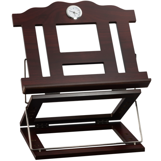 Wooden 2 Tone Book Stand 2 Position Silver Clock 15 x12 "