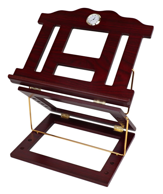 Wooden 2 Tone Book Stand 2 Position Gold Clock 15 x12 "