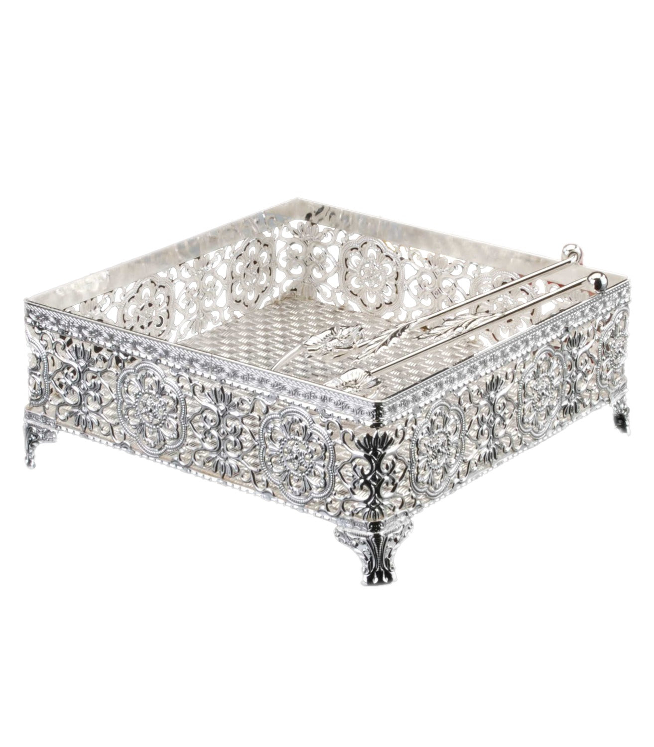 Flat Napkin Holder Silver Plated With Weighted Arm Silver Plated "