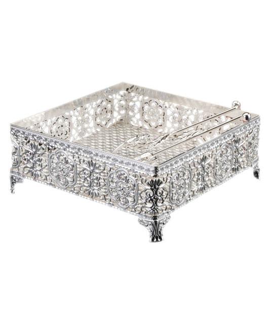 Flat Napkin Holder Silver Plated With Weighted Arm Silver Plated "