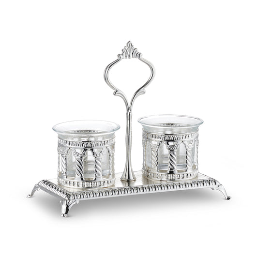 Salt & Pepper Holder Royal Palace Design Silver plated Double