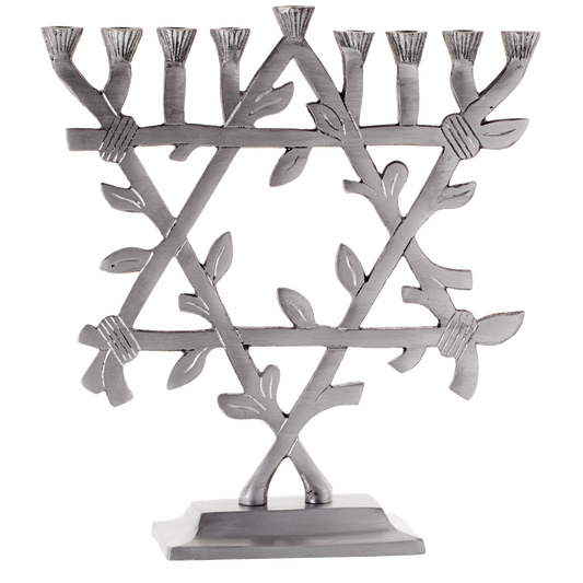 Menorah Standing With Star Of David Shinny 9"