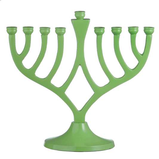 Classic Candle Menorah Green 7 "