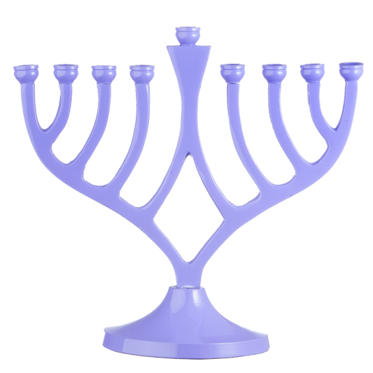 Classic Candle Menorah Purple 7"