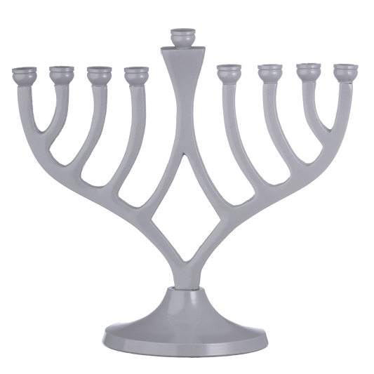 Classic Candle Menorah Grey 7"