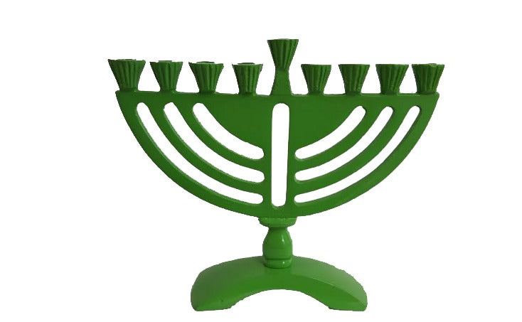 Mini Menorah Round Style Green 5.5"